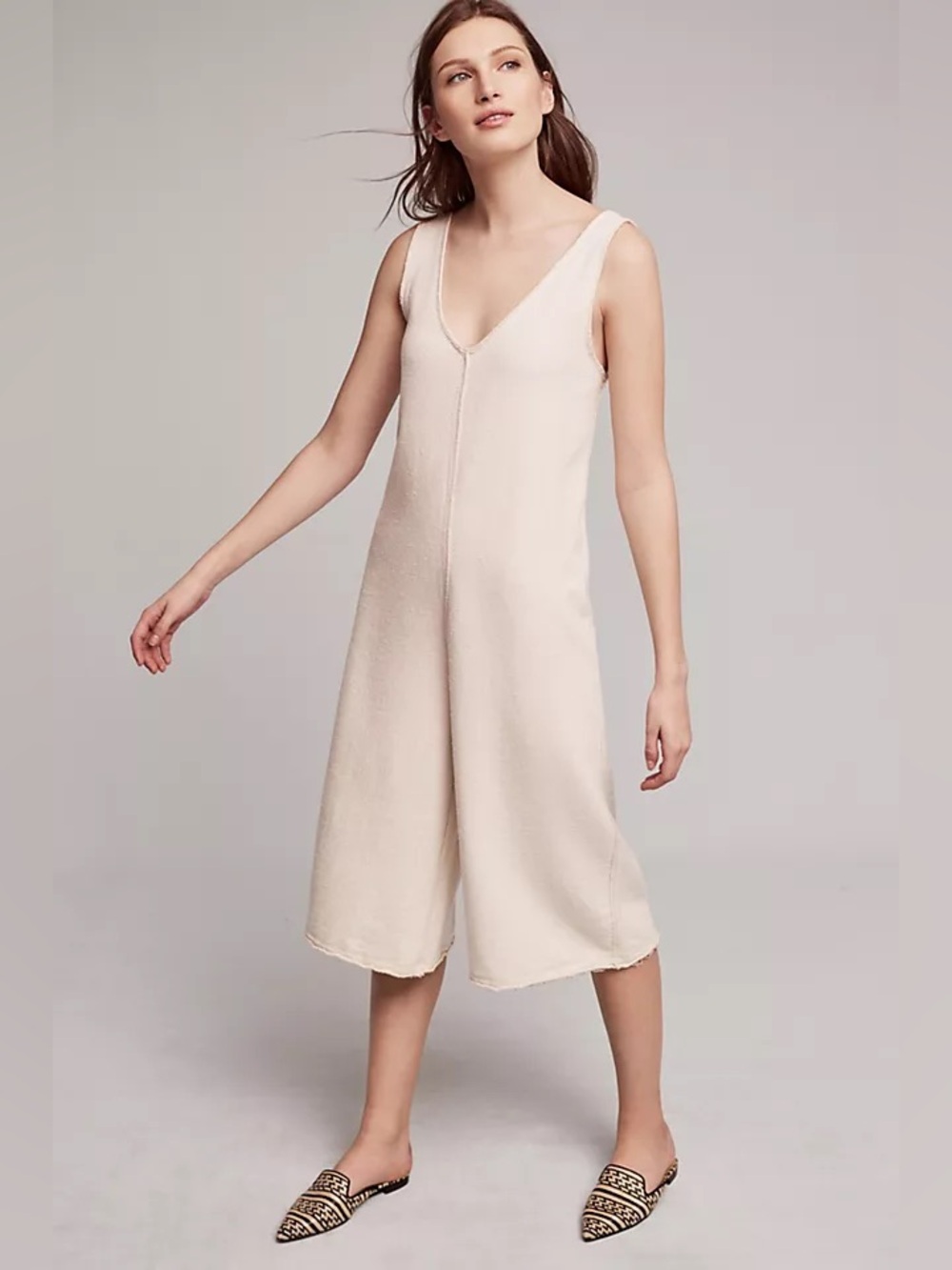 Anthropologie Abode Cream Jumper Romper